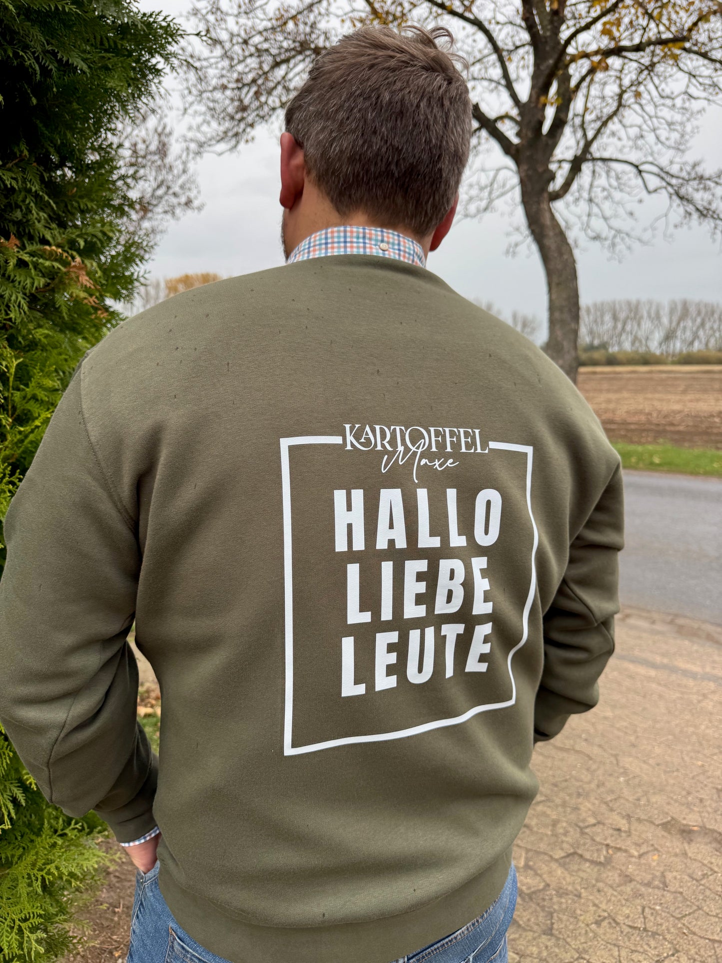 Sweatshirt "HALLO LIEBE LEUTE" oliv