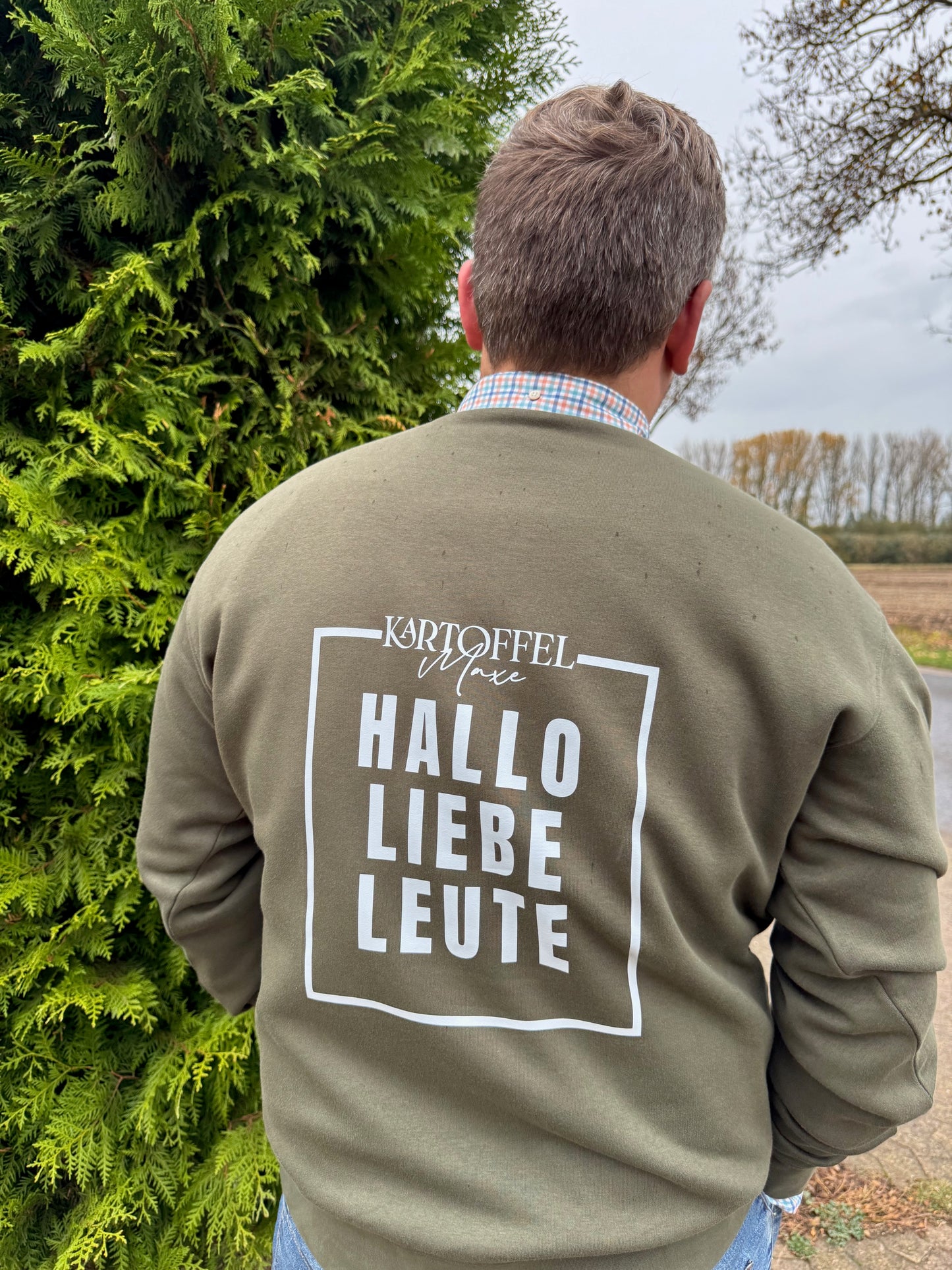Sweatshirt "HALLO LIEBE LEUTE" oliv