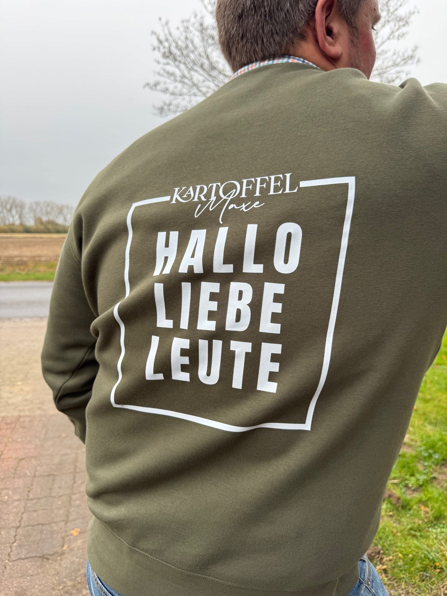 Sweatshirt "HALLO LIEBE LEUTE" oliv