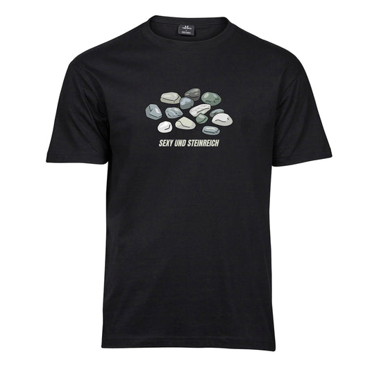 T-Shirt "sexy und steinreich" schwarz